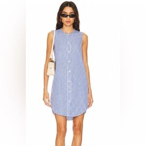 NWT- J. Crew Blue and White Striped Sleeveless Poplin Shirt Dress